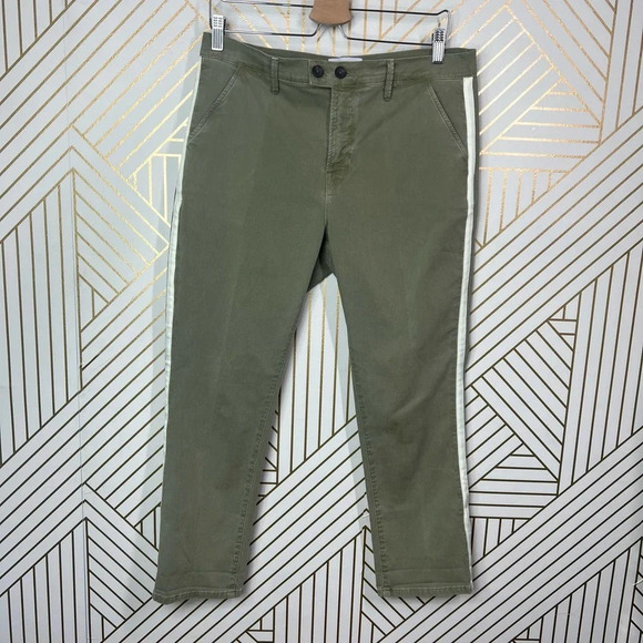 FRAME Le Beau Crop Chino Pants In Washed Od White Size US 28 - Picture 2 of 12